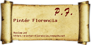 Pintér Florencia névjegykártya